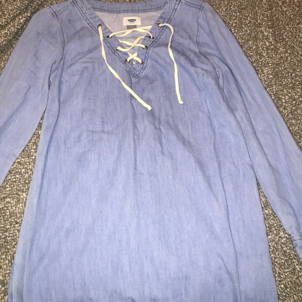 Jean dress with white strings